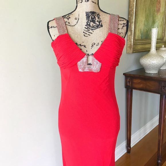 🚨SALE🚨Jovani Red Beaded Long Formal Gown Dress - Picture 1 of 8